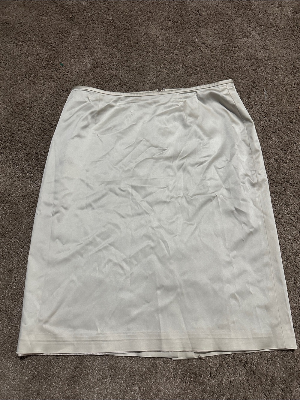 Classic Silky Cream Pencil Skirt